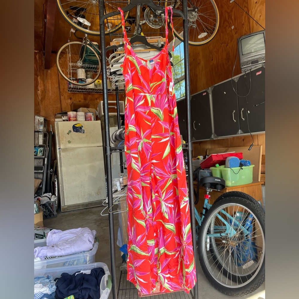 Tropical Red and Pink Jumpsuit